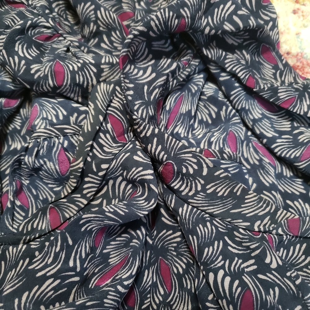 Anthropologie Odille Cowl Neck Cap Sleeve Silk Blouse Size 2 - Picture 7 of 12